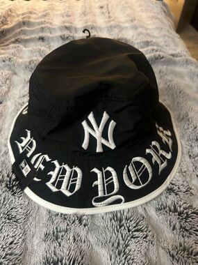New Era Black Bucket Hat with White Trim
